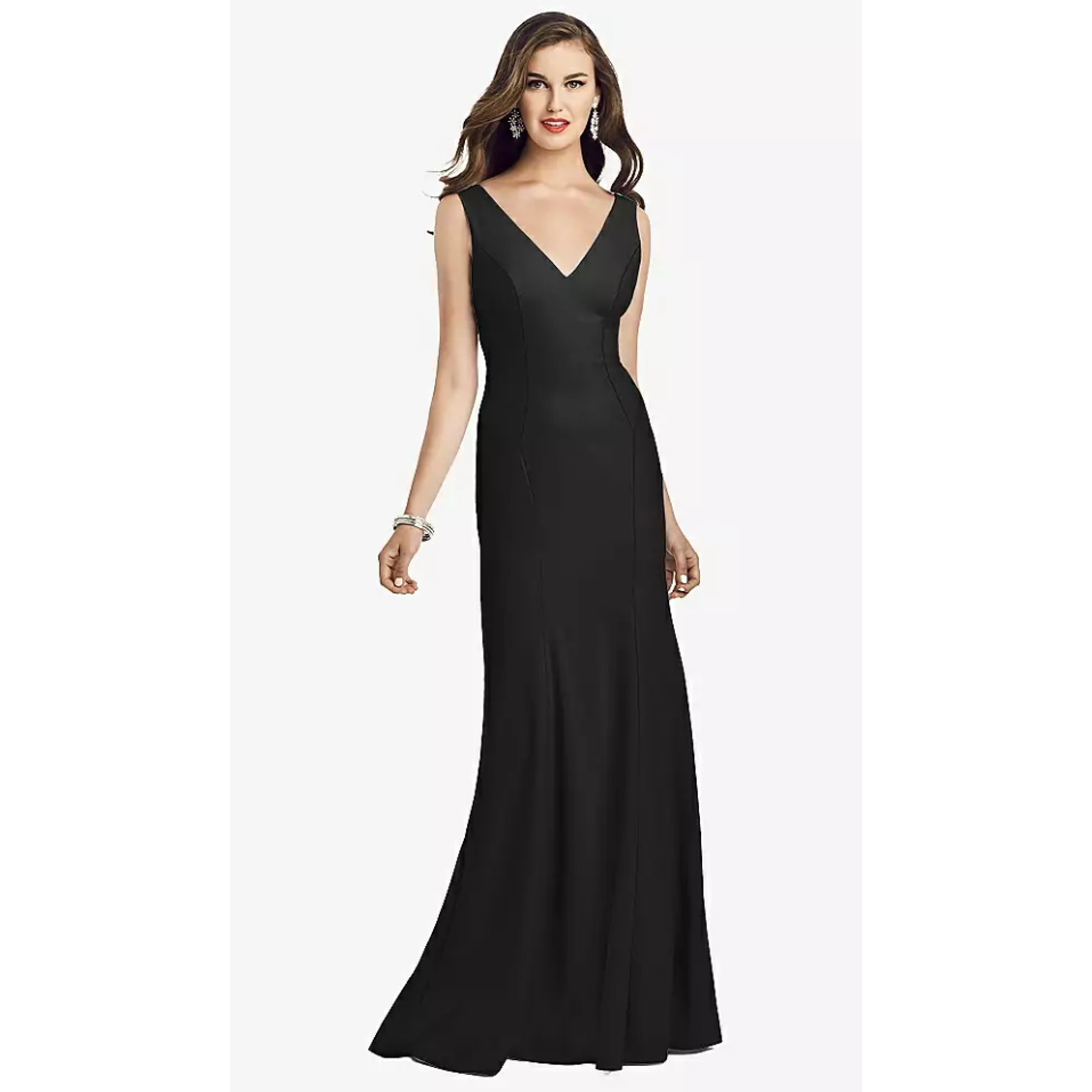 New Dessy Collection Women's 0 Sleeveless Trumpet Gown Black Dress I24-14